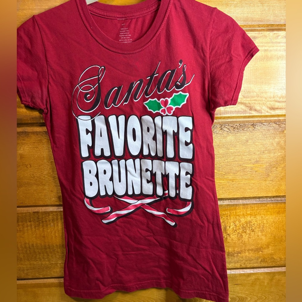 Christmas Santa’s favorite brunette Red Tee size large